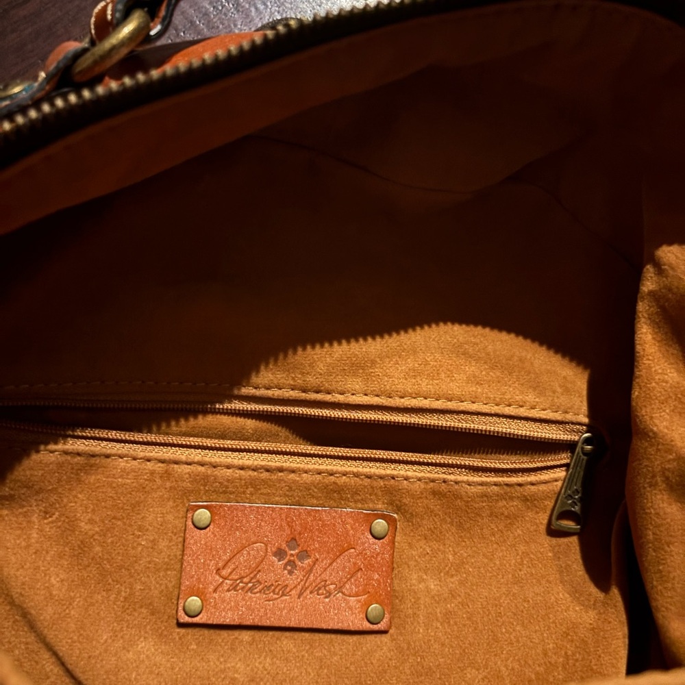 Patricia Nash Floral Embossed Tan Leather Backpack - Picture 5 of 6